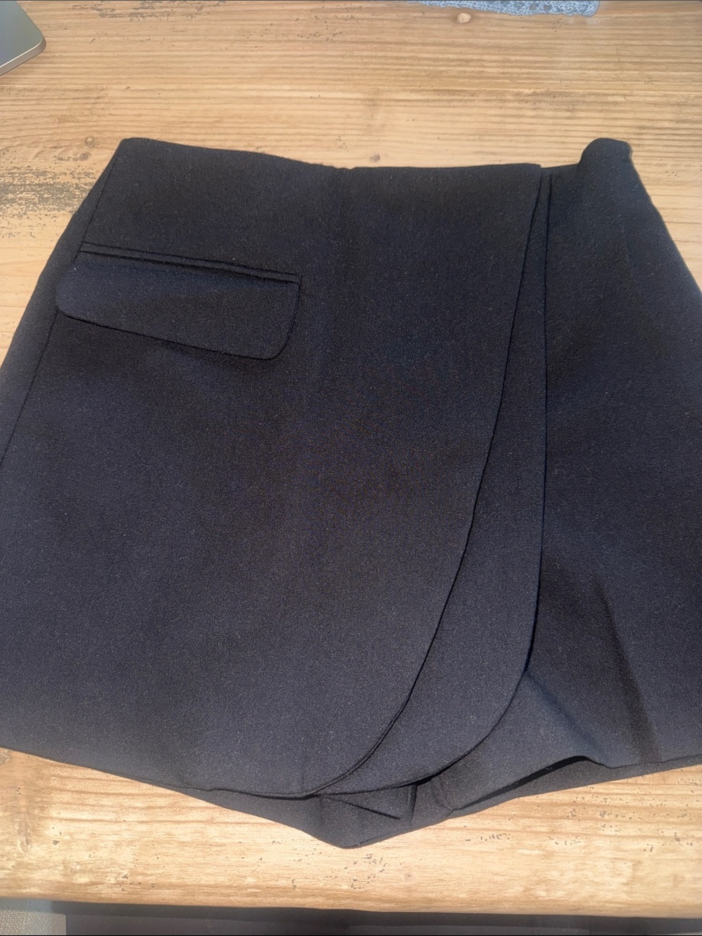 Zara Black Wrap Skort with Flap Pocket Detail